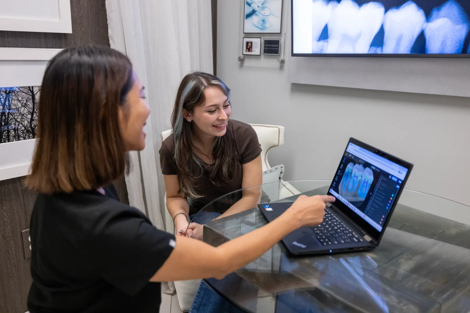 Woman smiling after cosmetic dental treatment at Signature Smiles Studio in Decatur, GA